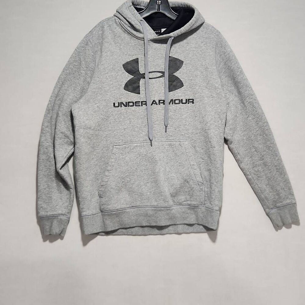 Under Armour Men's Size Large Fitted Coldgear Gray Athletic Hoodie Sweatshirt